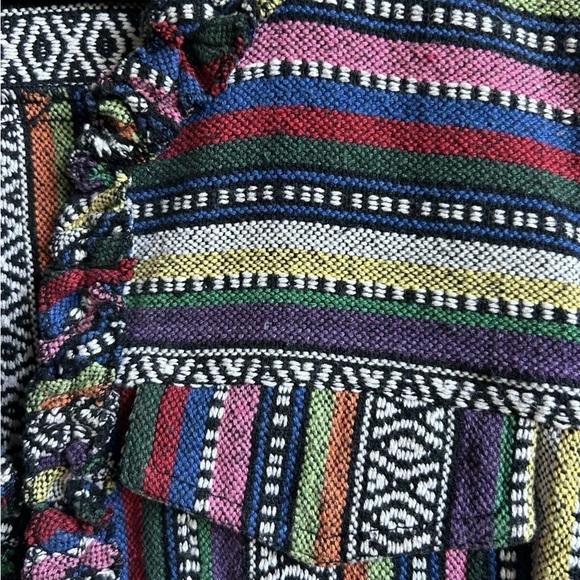 ♟️Chico’s Vintage 90’s Multi Color Rainbow Embroidered Boho Cotton Jacket Size M - Picture 7 of 7